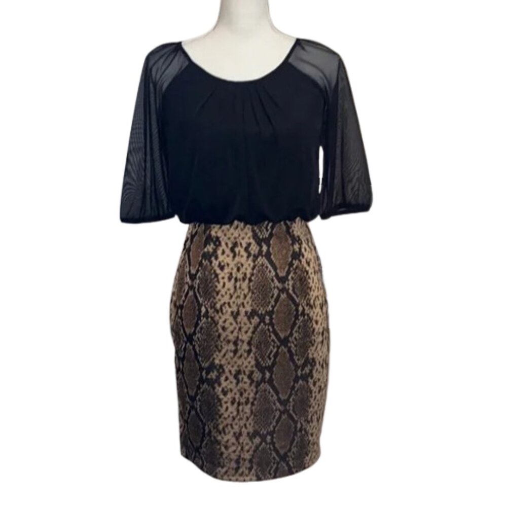 Enfocus Studio Black Top with Snake Print Skirt
